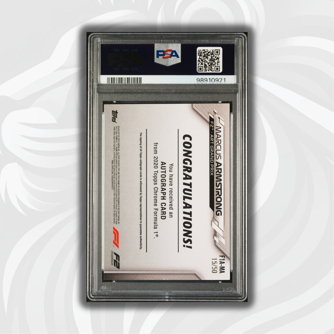 PSA 9 - 15/50 Auto - Marcus Armstrong #F1A-MA - Topps Chrome 2020 - Gold Wave (POP1)