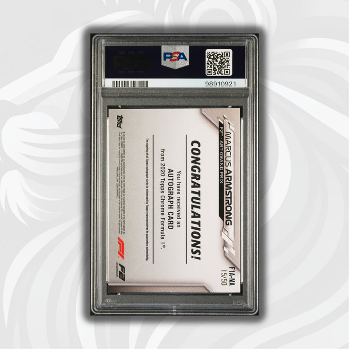PSA 9 - 15/50 Auto - Marcus Armstrong #F1A-MA - Topps Chrome 2020 - Gold Wave (POP1)