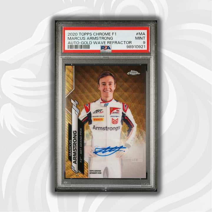 PSA 9 - 15/50 Auto - Marcus Armstrong #F1A-MA - Topps Chrome 2020 - Gold Wave (POP1)