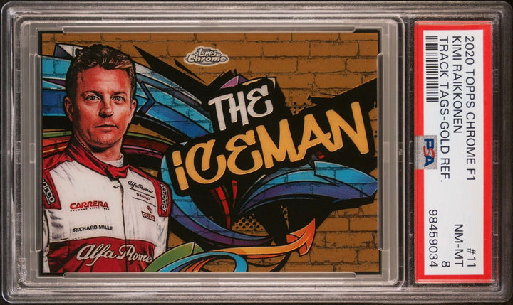 PSA 8 - 06/50 - Kimi Raikkonen #11 - Track Tags - 2020 Topps Chrome F1 - Gold