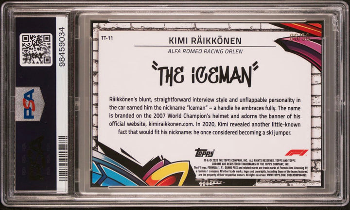 PSA 8 - 06/50 - Kimi Raikkonen #11 - Track Tags - 2020 Topps Chrome F1 - Gold