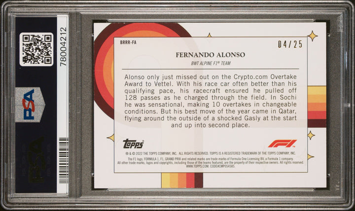 PSA 8 - 04/25 - Fernando Alonso - Bounce, Rock, Race, Roll #BRRRFA - Orange