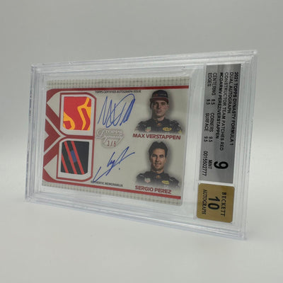 Beckett 9 - 3/5 Verstappen/Perez #CDAR-MV - Dual Autograph  - Constructors Team Patches