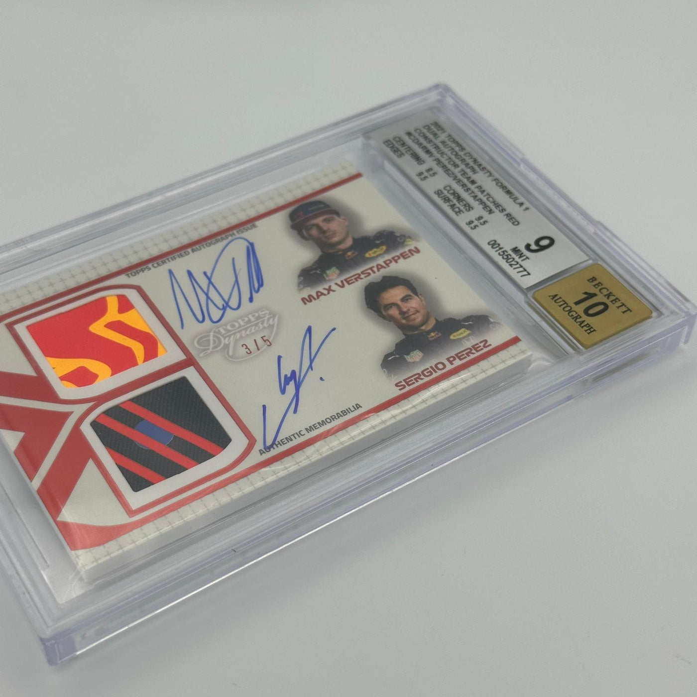 Beckett 9 - 3/5 Verstappen/Perez #CDAR-MV - Dual Autograph  - Constructors Team Patches