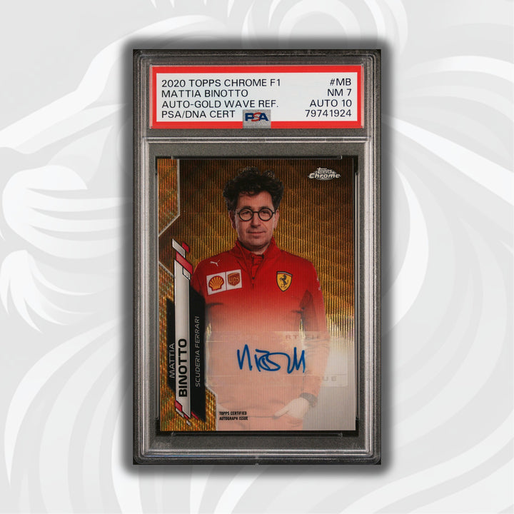 PSA 7/10 - 13/50 Auto - Mattia Binotto #F1A-MB - Topps Chrome 2020 - Gold Wave (POP3)