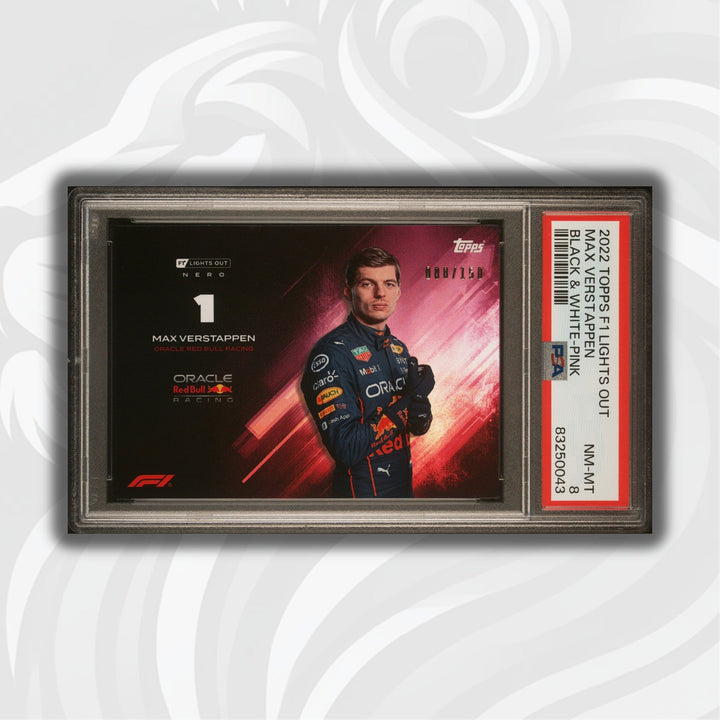 PSA 8 - 008/150 Max Verstappen - Black and White - 2022 Lights Out - Pink