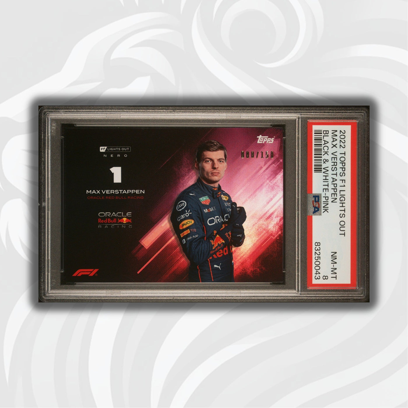 PSA 8 - 008/150 Max Verstappen - Black and White - 2022 Lights Out - Pink