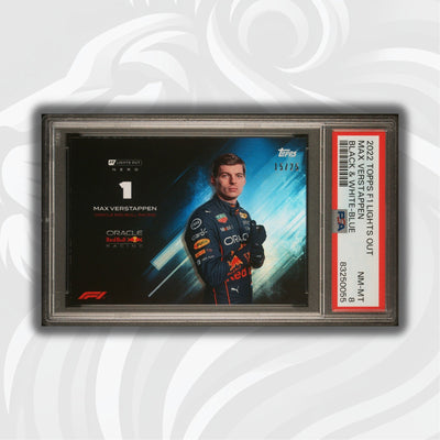 PSA 8 - 15/25 Max Verstappen - Black and White - 2022 Lights Out - Blue