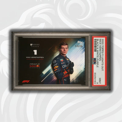 PSA 9 - 13/15 Max Verstappen - Black and White - 2022 Lights Out - Purple