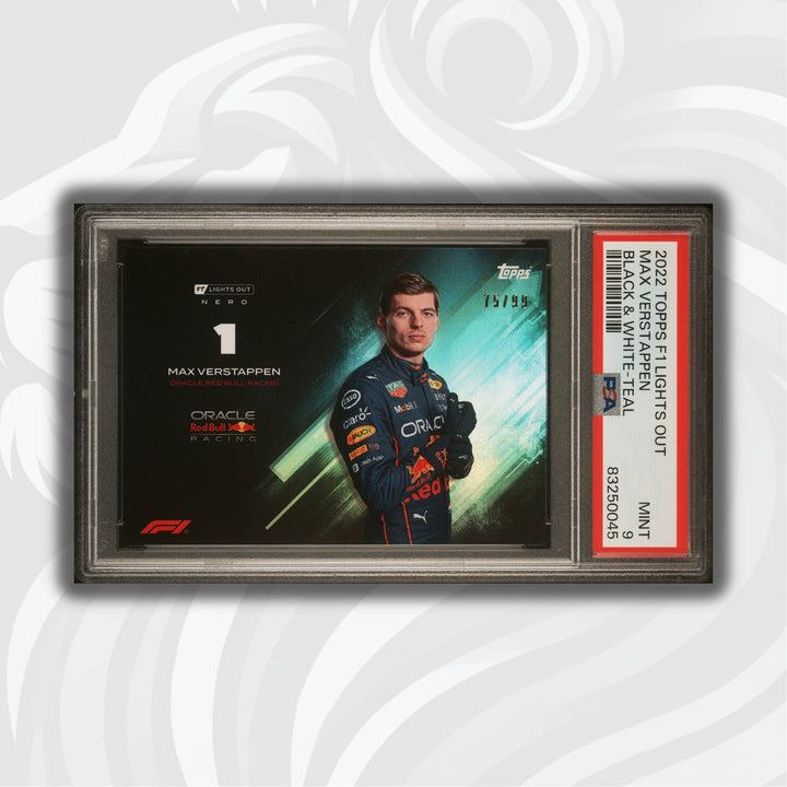 PSA 9 - 75/99 Max Verstappen - Black and White - 2022 Lights Out - Teal