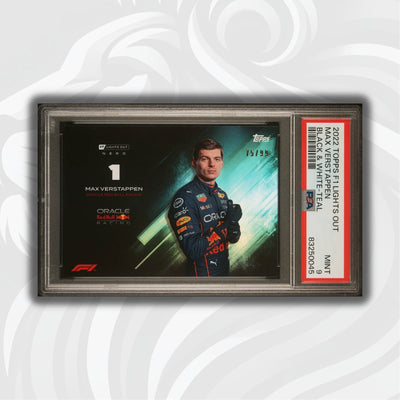 PSA 9 - 75/99 Max Verstappen - Black and White - 2022 Lights Out - Teal