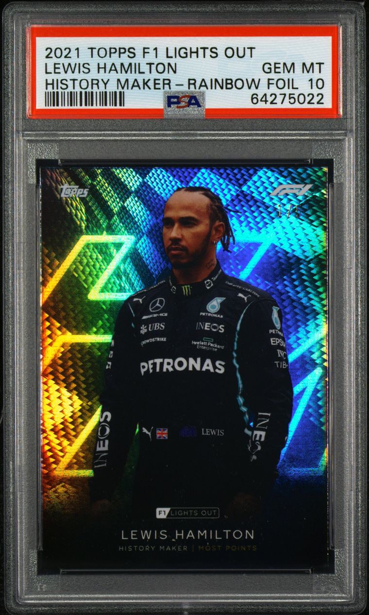 PSA 10 - 1/5 Lewis Hamilton - History Maker - Rainbow Foil