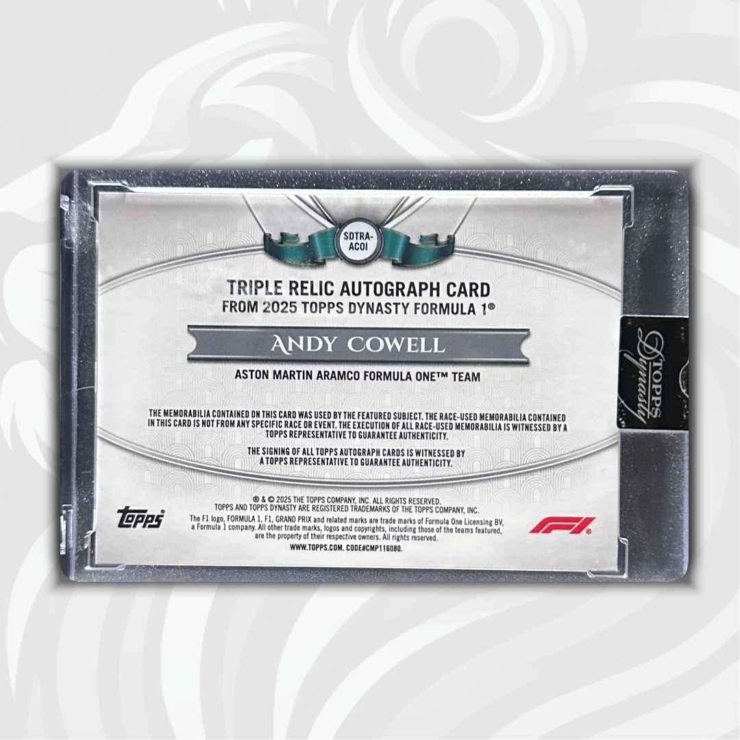 4/5 Andy Cowell #SDTRA-ACOI - 2025 Topps Dynasty F1 - Triple Relic Auto