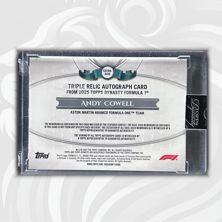 4/5 Andy Cowell #SDTRA-ACOI - 2025 Topps Dynasty F1 - Triple Relic Auto