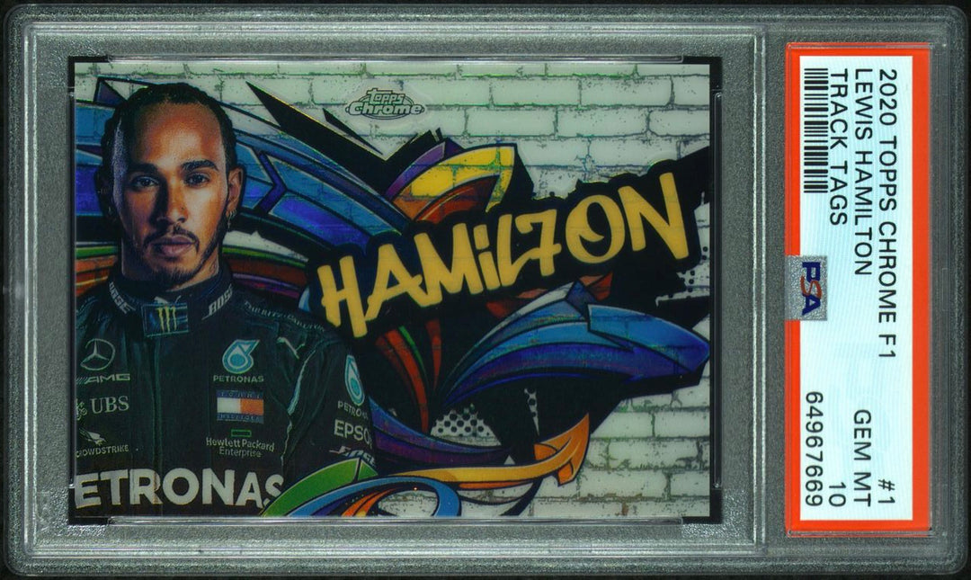 PSA 10 - Lewis Hamilton #1 - Track Tags - 2020 Topps Chrome F1