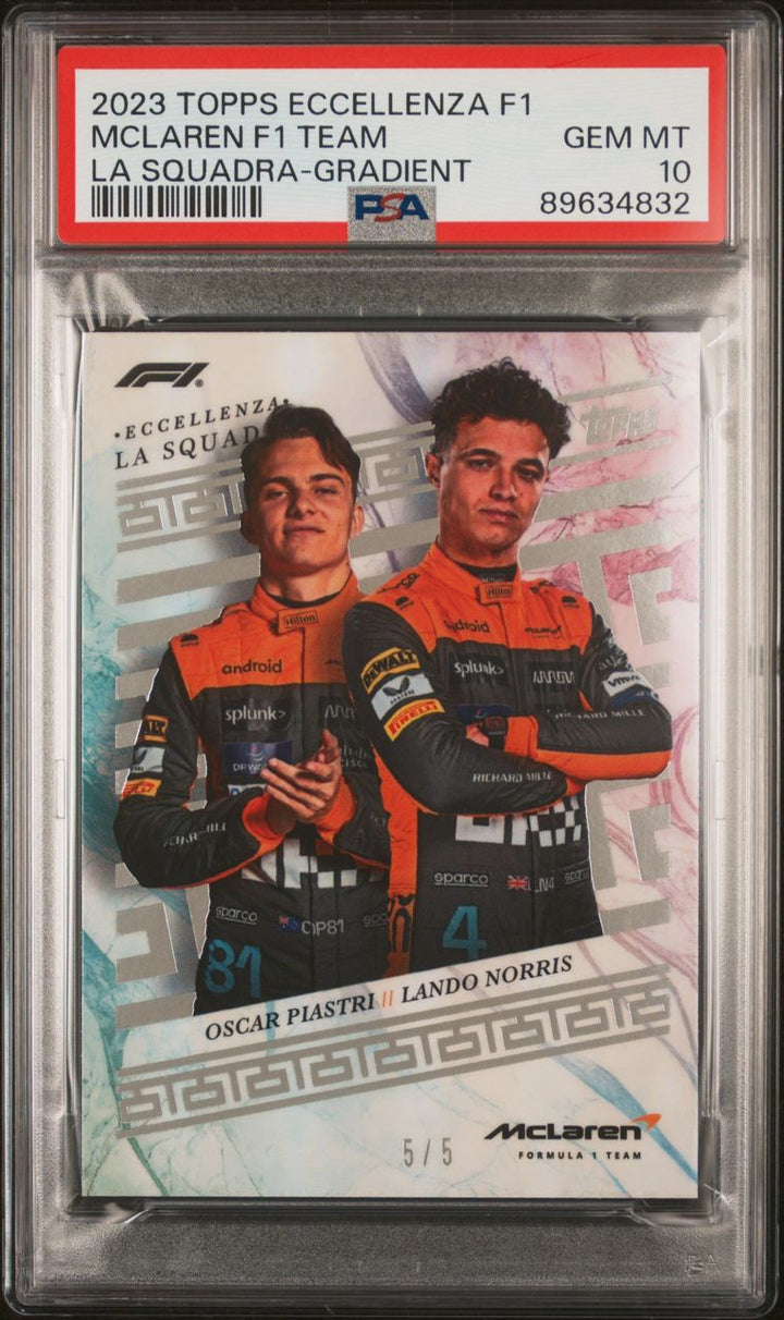 PSA 10 - 5/5 Norris,Piastri - McLaren F1 Team - Gradient - 2023 Topps Eccellenza La Squadra