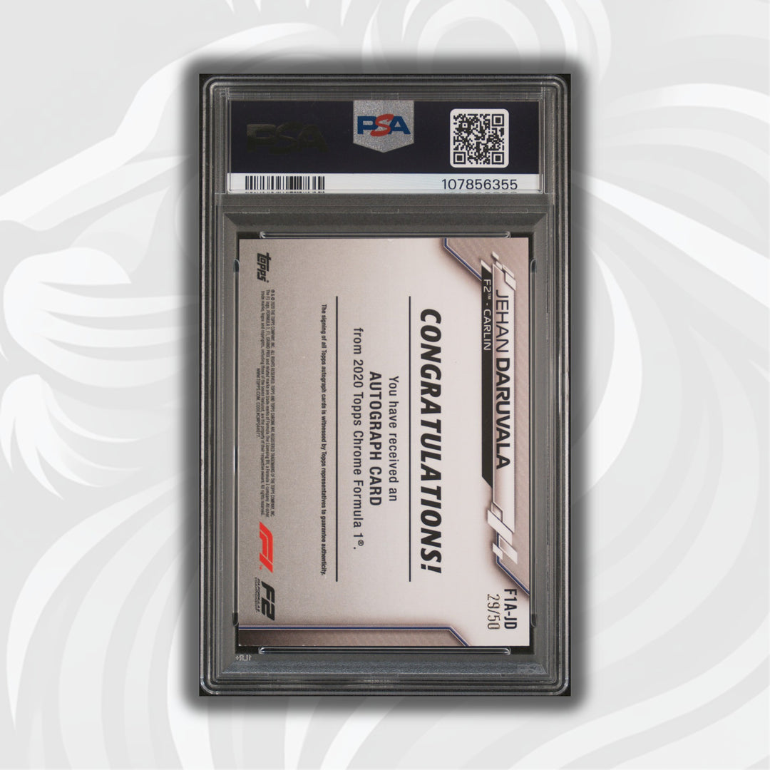 PSA 7 - 29/50 Auto - Jehan Daruvala #F1A-JD - Topps Chrome 2020 - Gold Wave (POP2, 1 HIGHER))