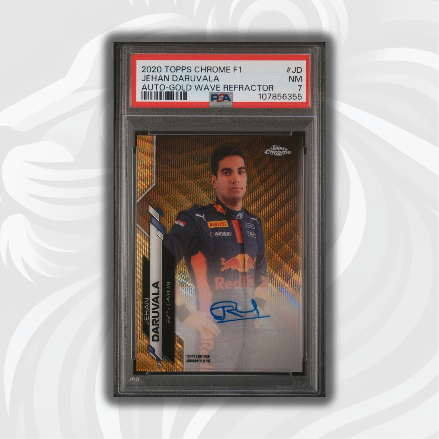PSA 7 - 29/50 Auto - Jehan Daruvala #F1A-JD - Topps Chrome 2020 - Gold Wave (POP2, 1 HIGHER))