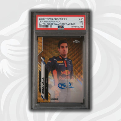 PSA 7 - 29/50 Auto - Jehan Daruvala #F1A-JD - Topps Chrome 2020 - Gold Wave (POP2, 1 HIGHER))