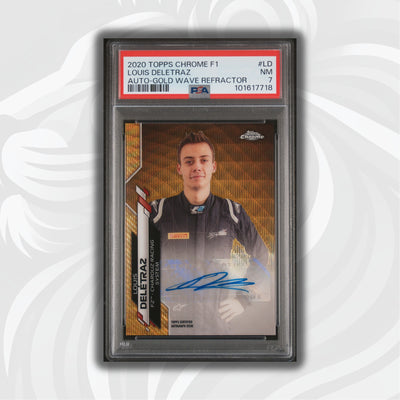 PSA 7 - 05/50 Auto - Louis Deletraz #F1A-LD - Topps Chrome 2020 - Gold Wave (POP1, 1 HIGHER)