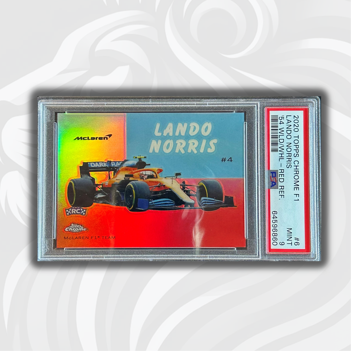 PSA 9 - 5/5 Lando Norris #6 - 54WLD/WHL - 2020 Topps Chrome F1 - Red - Rookie Card