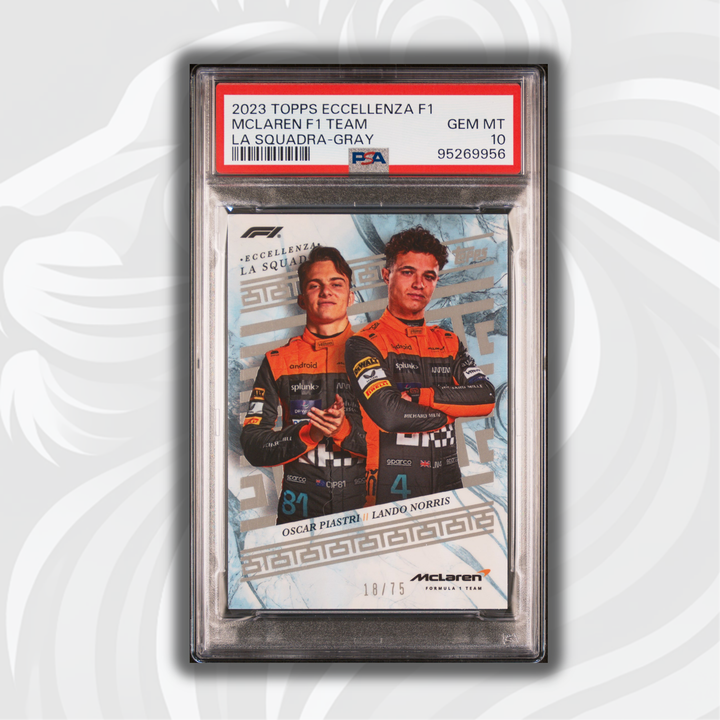 PSA 10 - /75 Norris/Piastri - McLaren F1 Team - Gray - 2023 Eccellenza La Squadra