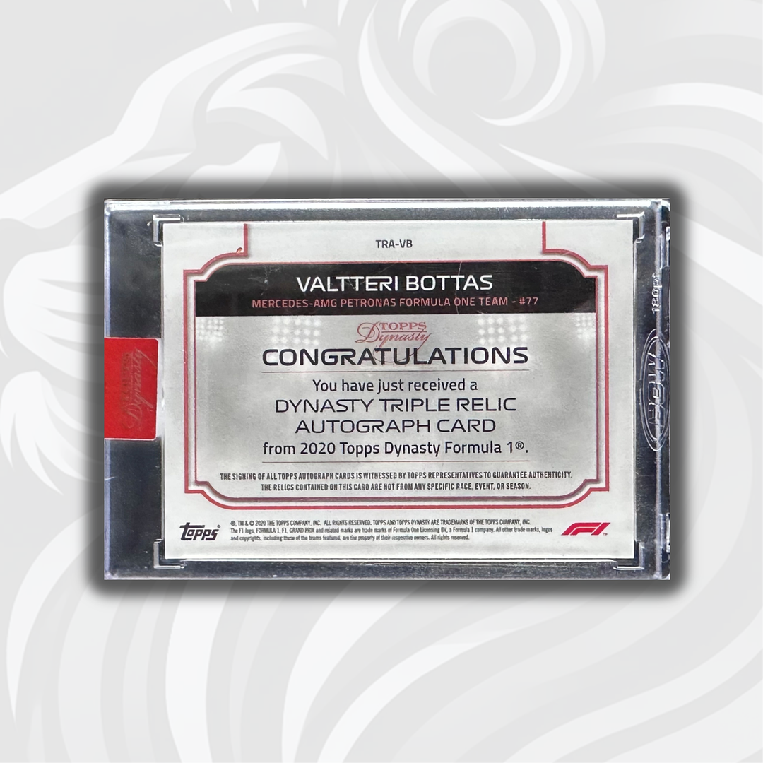 06/10 Valtteri Bottas #TRA-VB - Dynasty Triple Relic Autograph - 2020 Topps Dynasty F1
