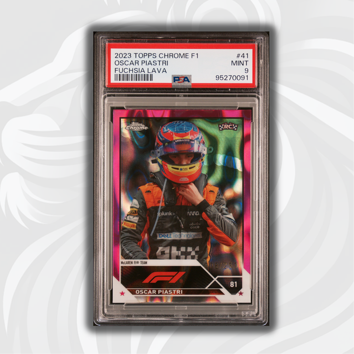 PSA 9 - 008/250 Oscar Piastri #41 - Fuchsia Lava - 2023 Topps Chrome F1 - Rookie Card