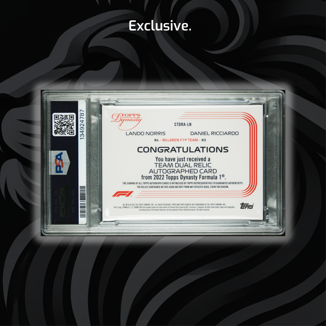 PSA 10 - 2/5 Red - Lando Norris / Daniel Ricciardo #CTRA=LN - 2022 Dynasty Dual Relic Auto (POP1)