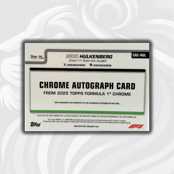 Nico Hulkenberg #CAC-HUL - 2025 Topps Chrome F1 - Chrome Autograph