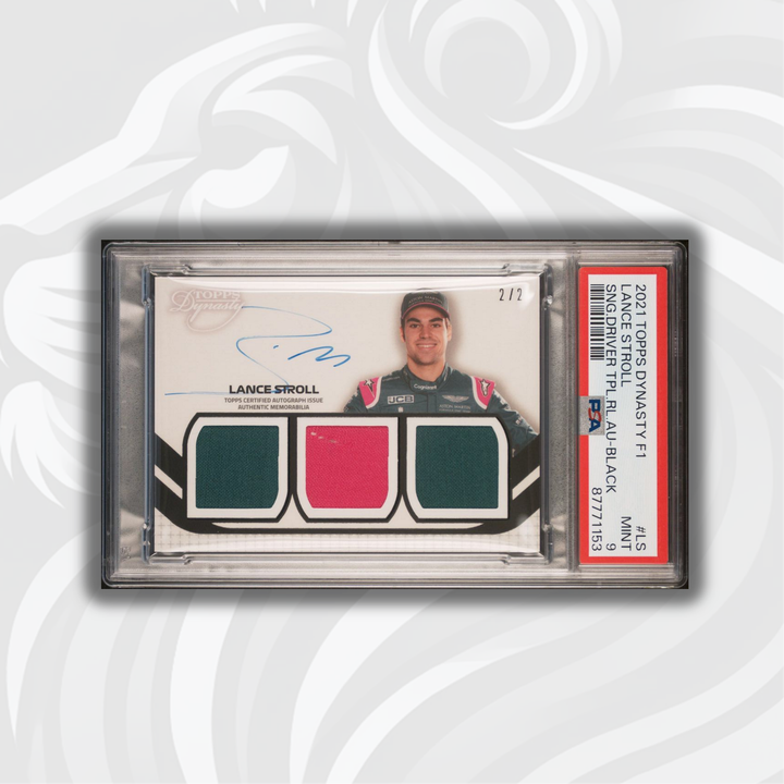 2/2 Black - Lance Stroll #SDT-LS - 2021 Topps Dynasty - Triple Relic Autograph Patch