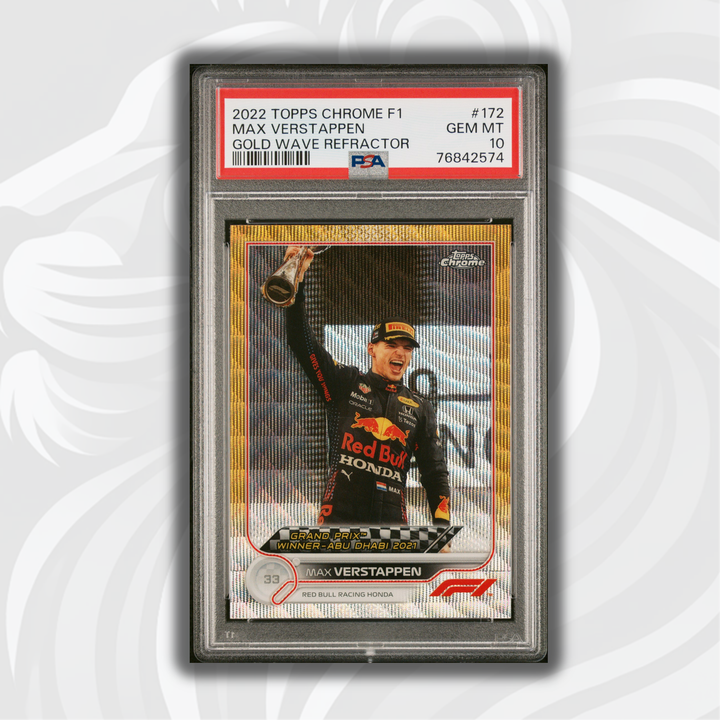 PSA 10 - 24/50 Max Verstappen #172 - Gold Wave Refractor - 2022 Topps Chrome F1