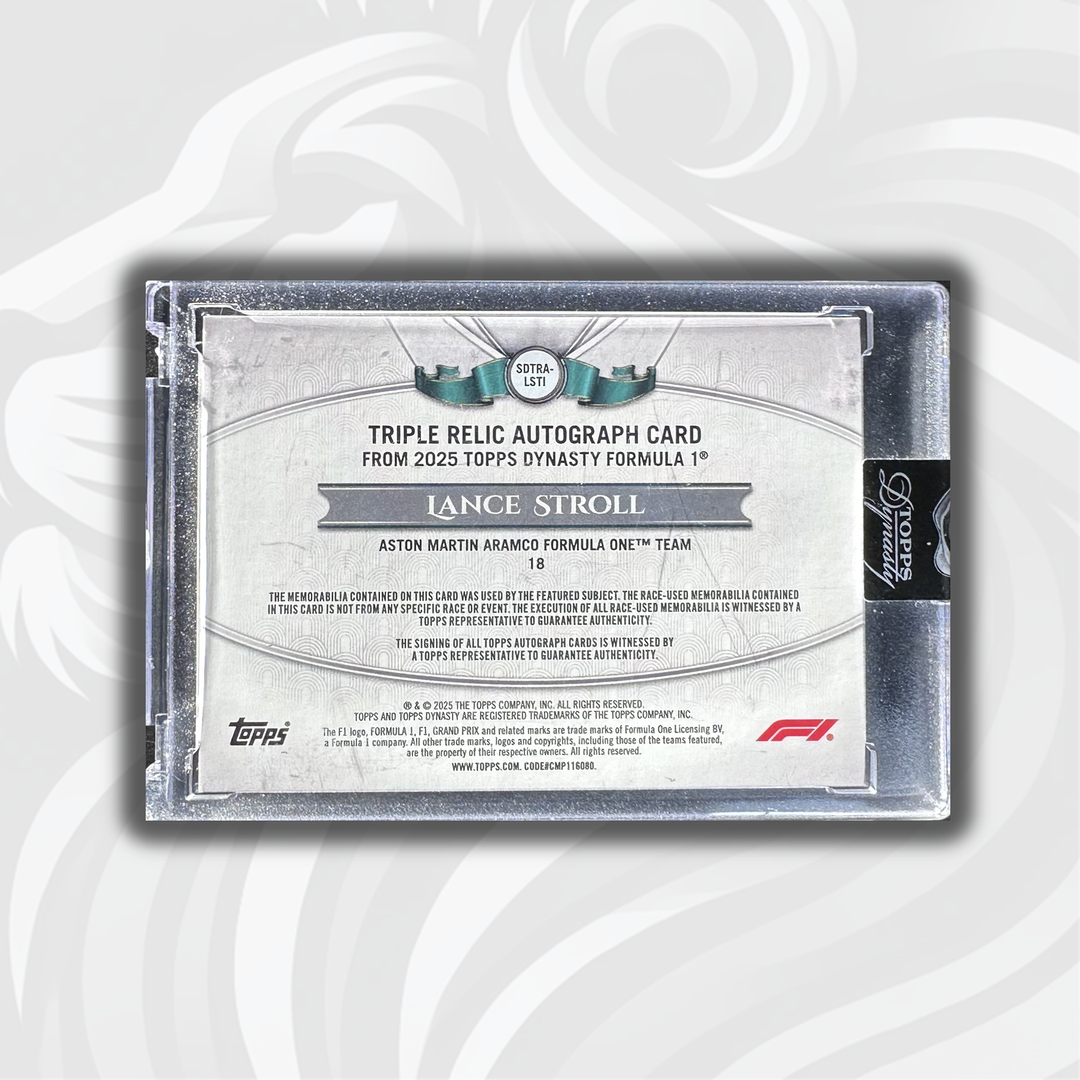 3/5 Lance Stroll - Triple Relic Autograph - 2025 Topps Dynasty Formula 1 - Back