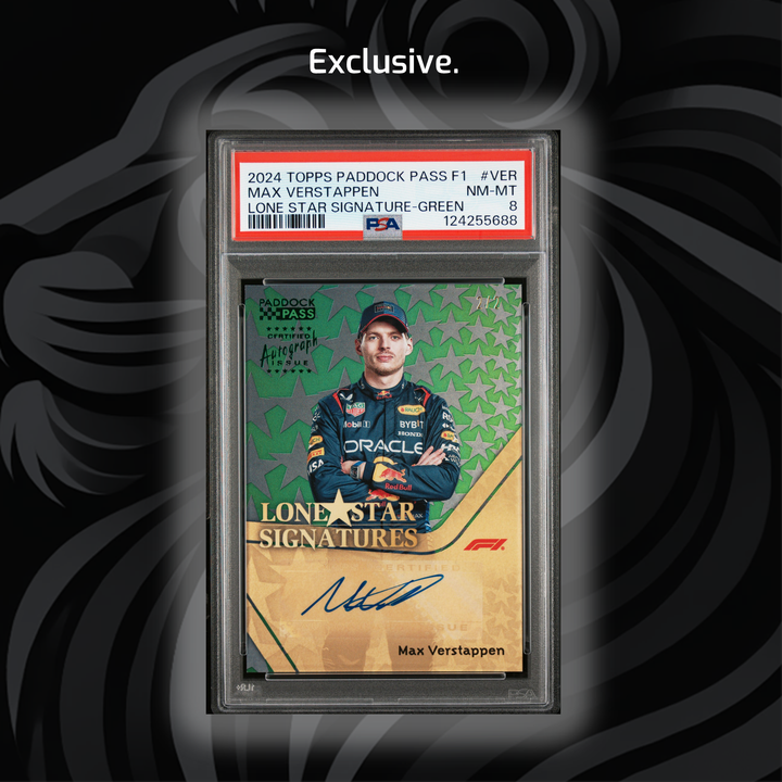 PSA 8 - 2/2 Green - Max Verstappen #LS-VER - Lone Star Signatures - 2024 Topps Paddock Pass
