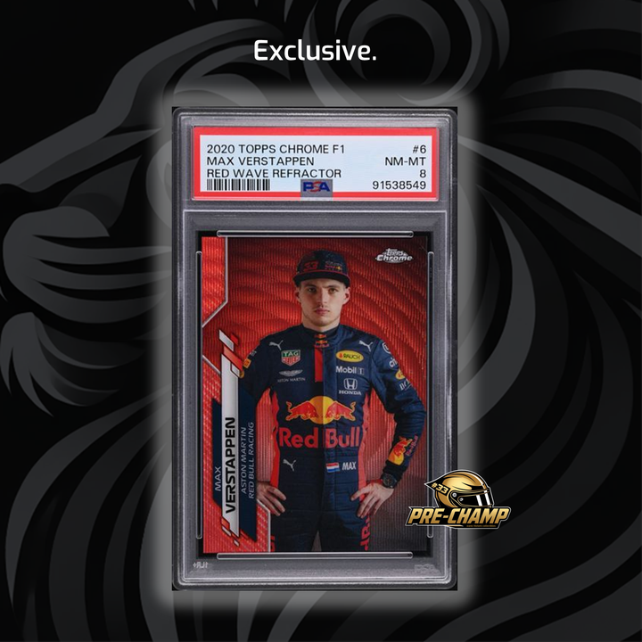 PSA 8 - 2/5 Max Verstappen #6 - Red Wave Refractor - 2020 Chrome F1 (POP1)