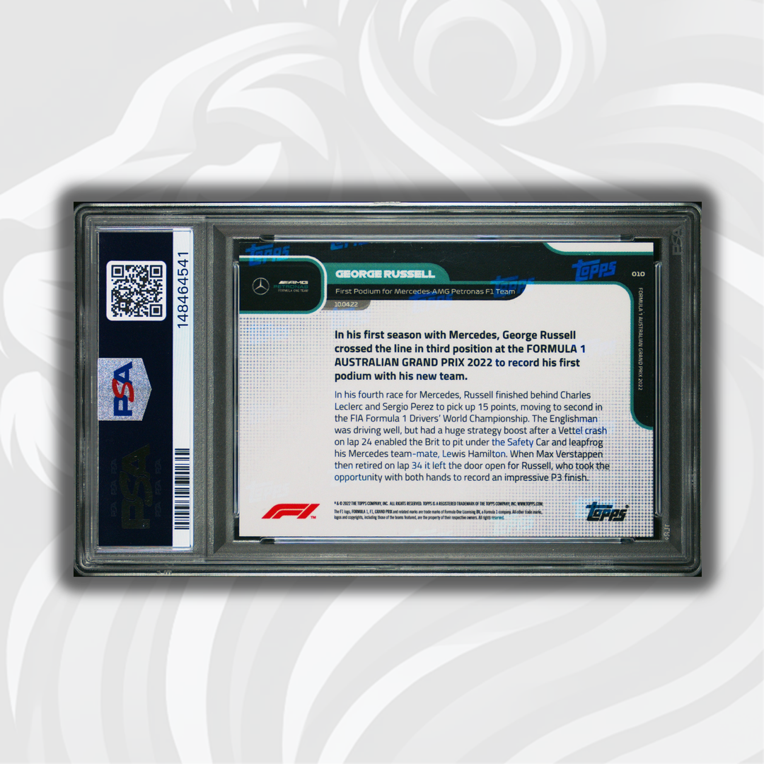 PSA 10 - 92/99 George Russell - First Podium For Mercedes - 2022 Topps Now #10