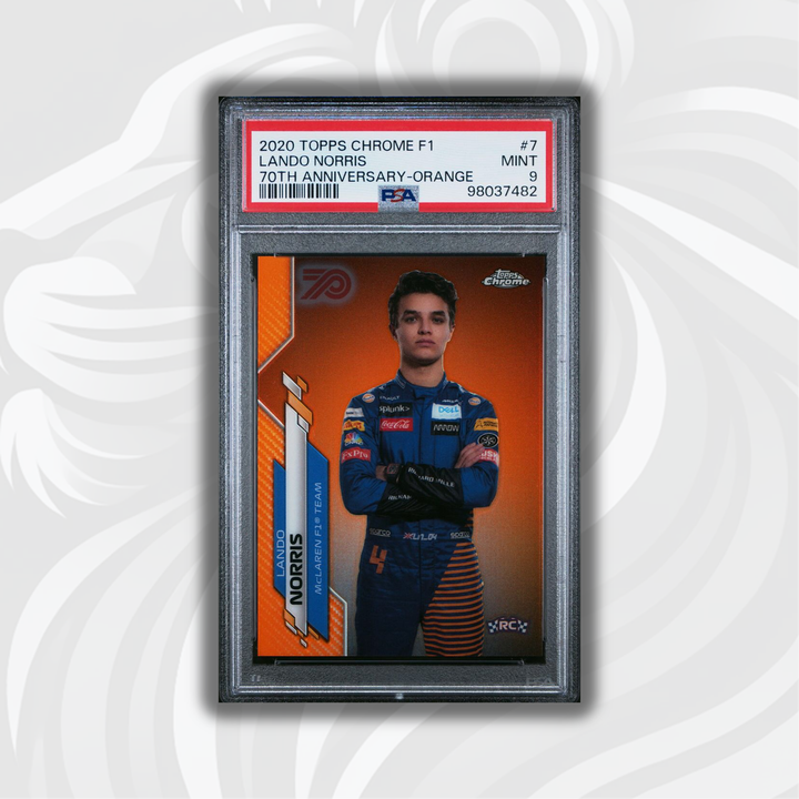 PSA 9 - Lando Norris #7 - 70th Anniversary - Orange - 2020 Topps Chrome F1 - Rookie Card