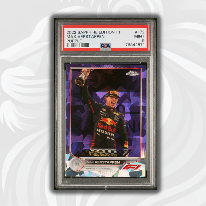 PSA 9 - 02/10 Max Verstappen #172 - Purple - Sapphire - 2022 Topps Chrome F1