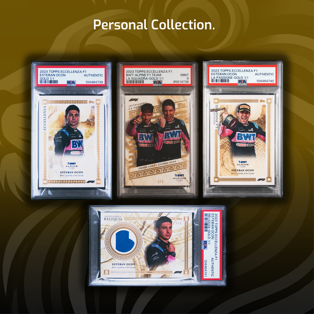 All 4 Rainbows - Esteban Ocon - Driver, Passione, Reliquia, Squadra - 2023 Topps Eccellenza