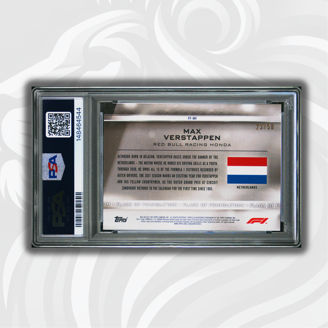 PSA 9 - 23/50 Max Verstappen - Flags Of Foundation #FF-MV - Gold Parallel
