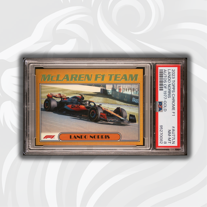 PSA 8 - 34/50 Gold - Lando Norris #AU77-LN - 2023 Topps Chrome