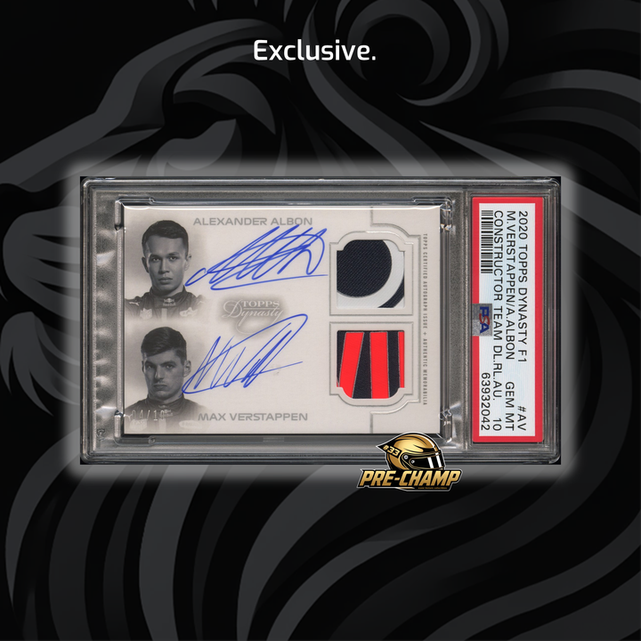 PSA 10 - 4/10 Silver - Verstappen/Albon #CDAR-AV - 2020 Dynasty - Dual Relic Autograph