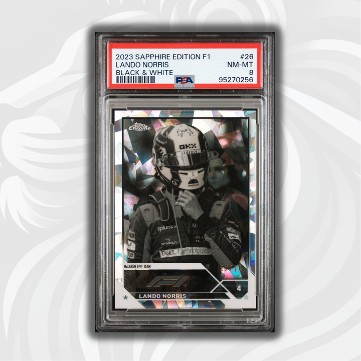 PSA 8 - 12/15 Lando Norris #26 - Black & White - 2023 Topps Chrome Sapphire