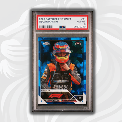 PSA 8 - Oscar Piastri #41 - Sapphire Edition - 2023 Topps Chrome F1 - Rookie Card