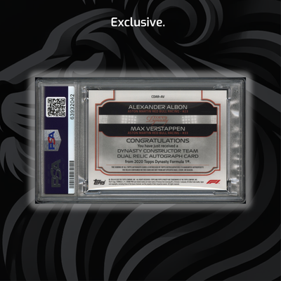 PSA 10 - 4/10 Silver - Verstappen/Albon #CDAR-AV - 2020 Dynasty - Dual Relic Autograph
