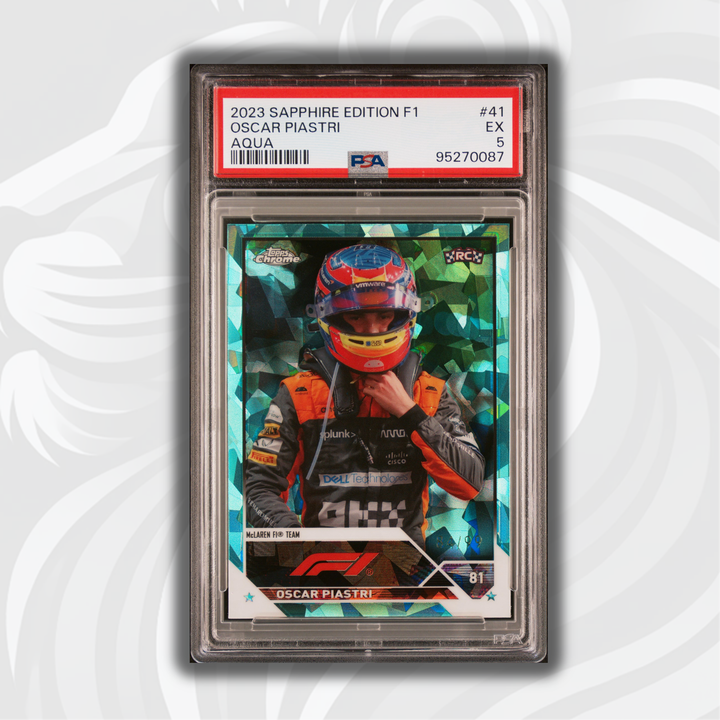 PSA 5 - 84/99 Oscar Piastri #41 - Aqua - Sapphire Edition - 2023 Topps Chrome F1 - Rookie Card