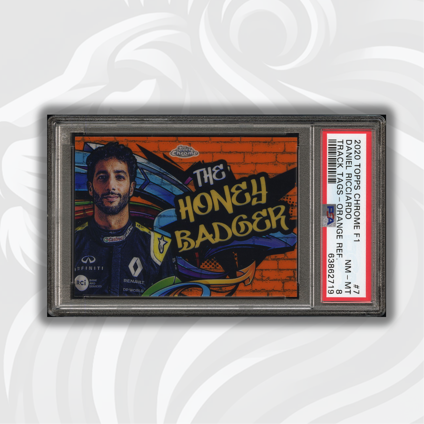 PSA 8 - 21/25 - Daniel Ricciardo #7 - Track Tags - Orange - 2020 Topps Chrome F1