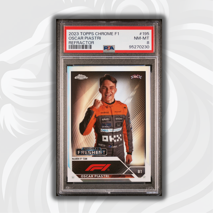 PSA 8 - Oscar Piastri #195 - Refractor - 2023 Topps Chrome F1 - Rookie Card
