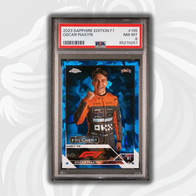 PSA 8 - Oscar Piastri #195 - Sapphire Edition - 2023 Topps Chrome F1 - Rookie Card
