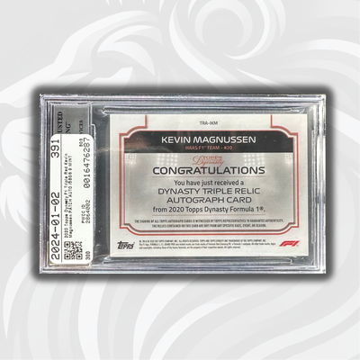 Beckett 9 - 4/5 Red - Kevin Magnussen #TRA-IKM - Haas - 2020 Dynasty Auto Triple Patch